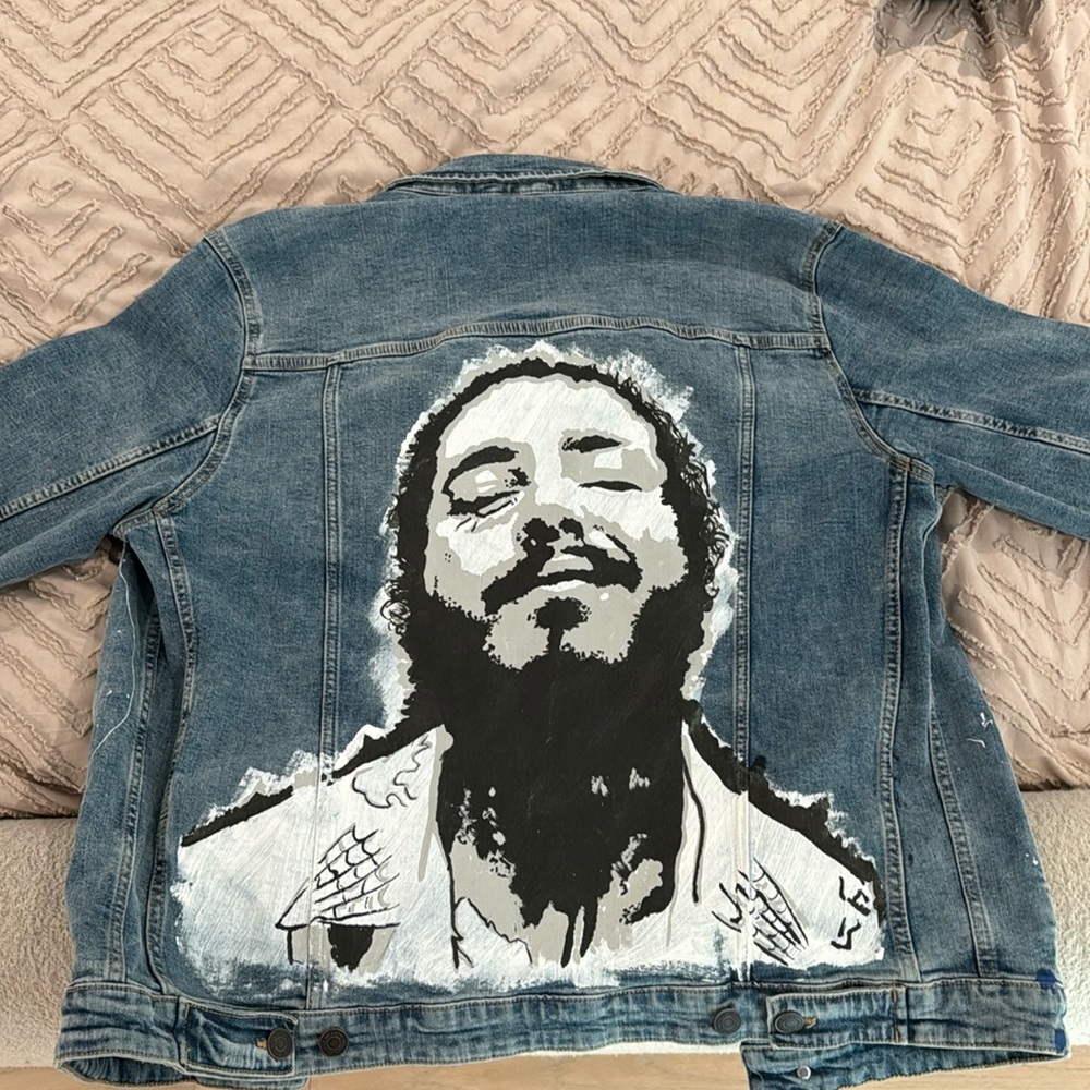 Custom Post Malone painted Jack and Jones Denim Jacket